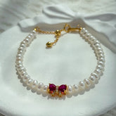 Crimson Wings · Butterfly & Pearl Bracelet